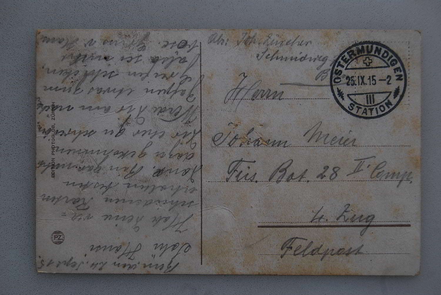 Cartoline postali: AK Bern und die Alpen 1915, Feldpost – Usato da Rüfenacht BE venduto da Toro06 1