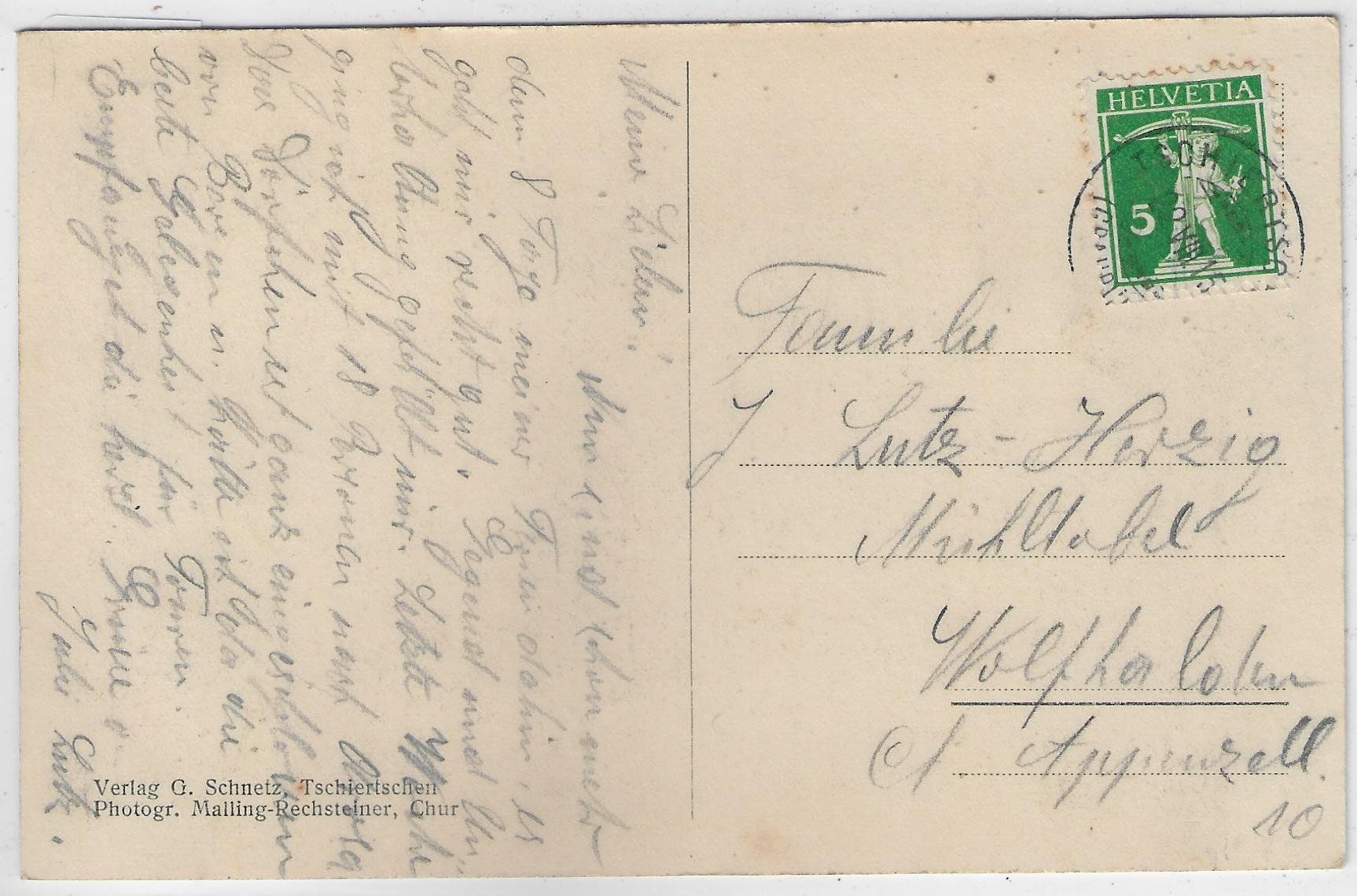 Cartes postales: Tschiertschen - Generalansicht – D'occasion à Ettingen par Kartenplanet 1