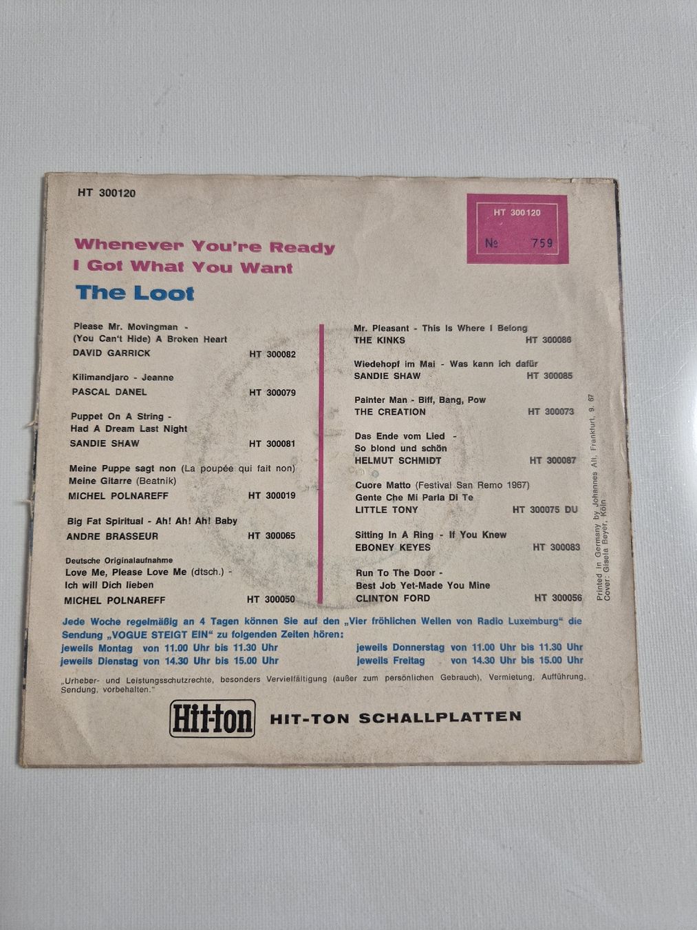 Schallplatten: The Loot  - Whenever You're Ready - Single 7 – Gebraucht aus Uster von newwave0 1