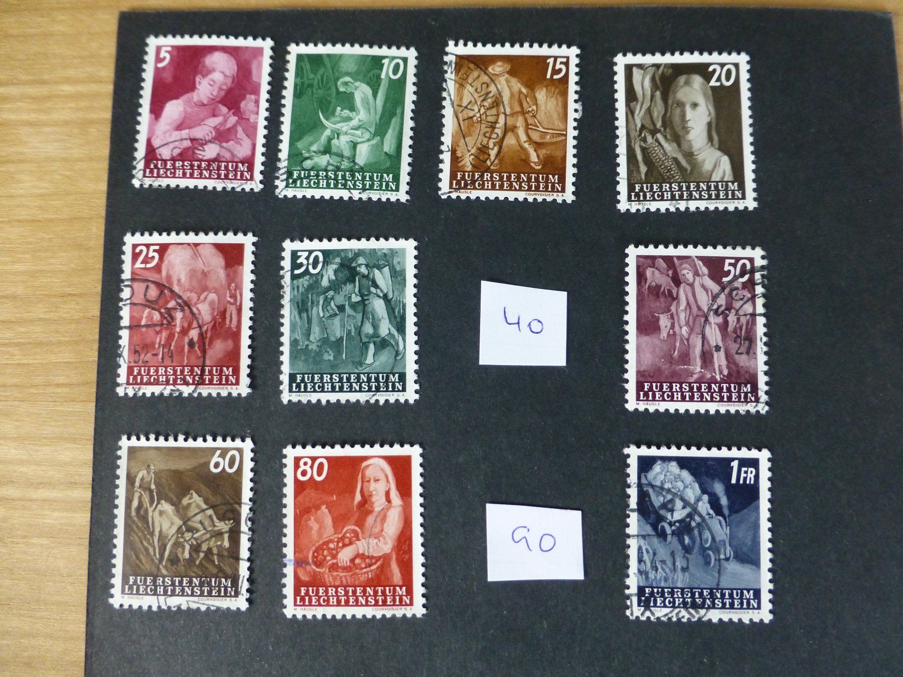 Tutti i francobolli: Lichtenstein 1951, Landarbeit, gestempel – Usato da Bettlach venduto da 1saurer