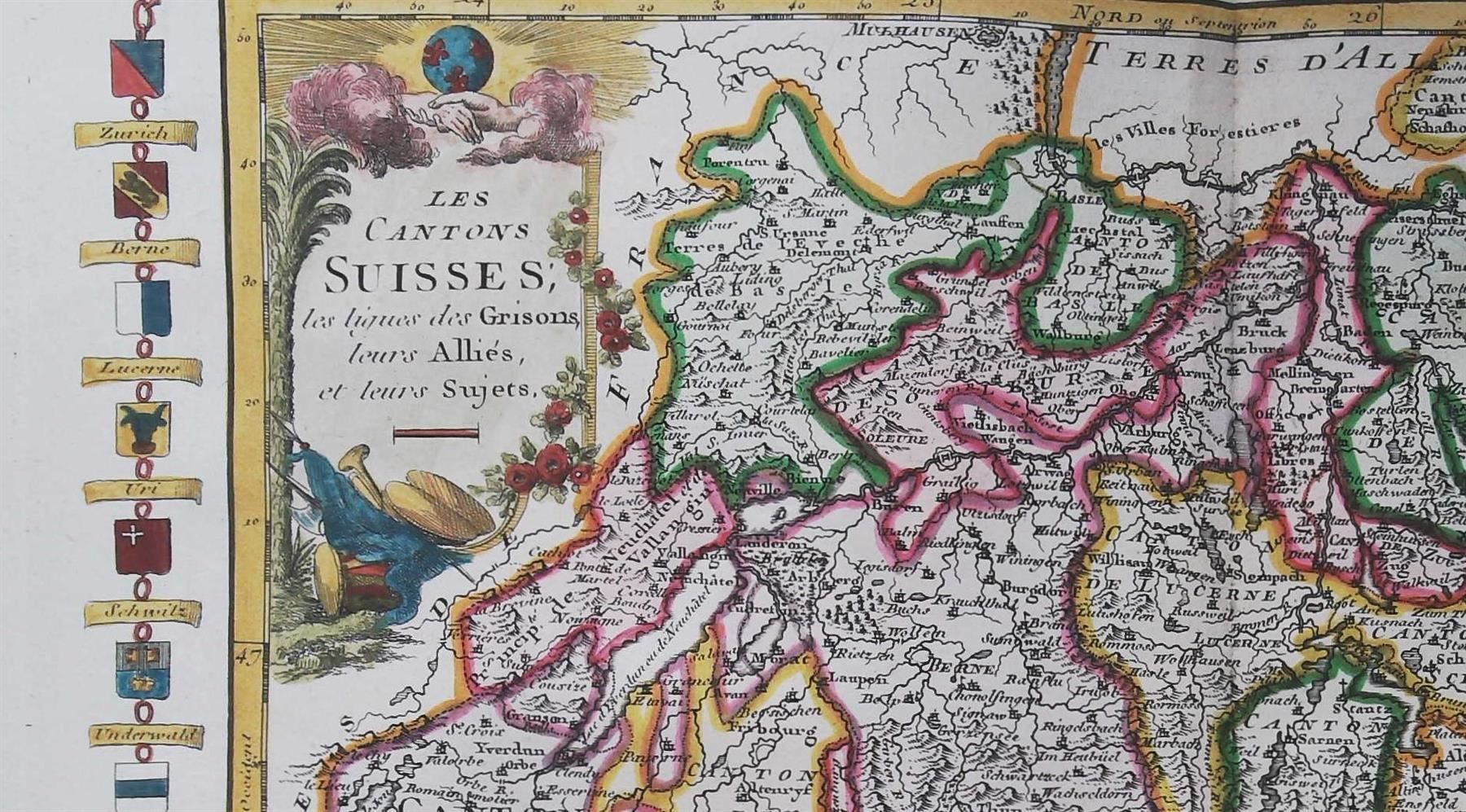Cartine & Atlanti: Kupferstichkarte der Schweiz 1768 – Usato da Rafz venduto da booksell 1