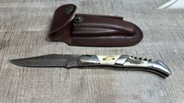 Klappmesser Laguiole Damast mit Gürteltasche