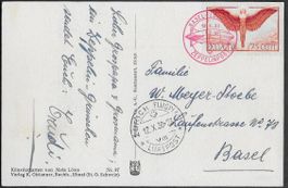 1930 Karte o ZEPPELIN Basel / ZH Spitzenfrank. selten ab 1.-