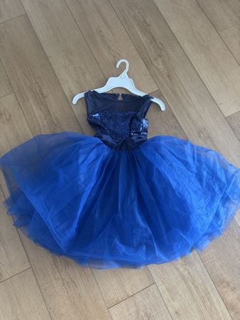 Tanzkleid blau Pailletten Tüll