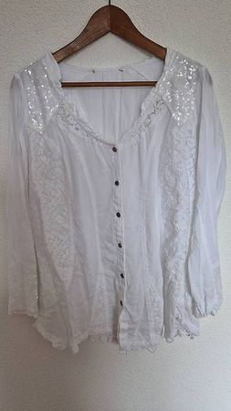 Boho Bluse mit Spitzen (ca. Gr. 42/44)