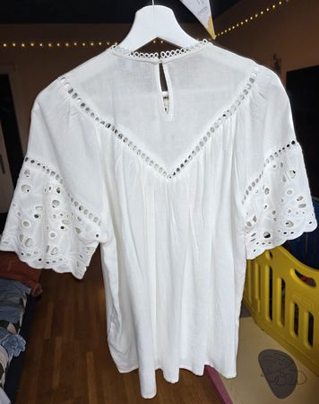 Suncoo Bluse Weiss Lochstickerei - Gr. T2 (M) - Boho Style