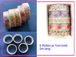 5 Rollen Washi Tape mit Blumen Motiven - Frühling