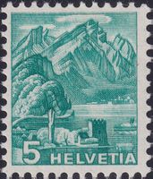1936, Nr.202y "Pilatus" ungebraucht + Doppelprägung K:100.-