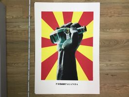 Poster PREUPAGANDA Perrier hand red yellow