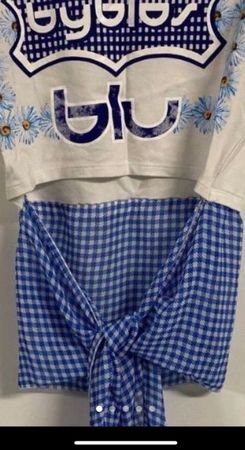 Vintage byblos blu bauchfrei Shirt Gr.36 made in Italy