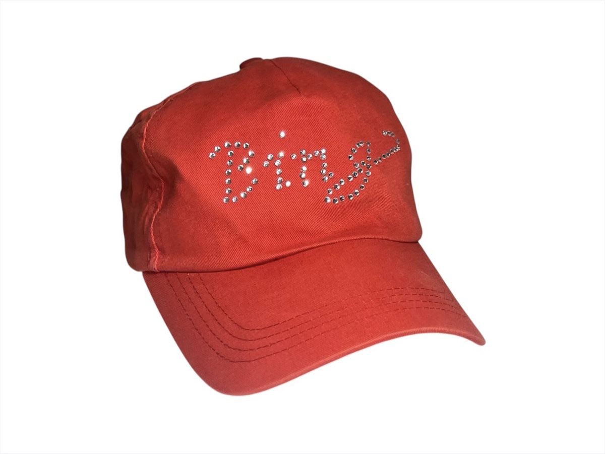 Copricapi, berretti & cappellini: Kappe Damen, rot mit Strass "Bingo" - Gr. 57, Baumwolle – Usato da Luzern venduto da woti-shop