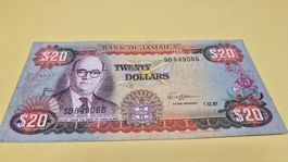Banknote: Seltene Jamaika 20 Dollar Note, Jahrgang 1981