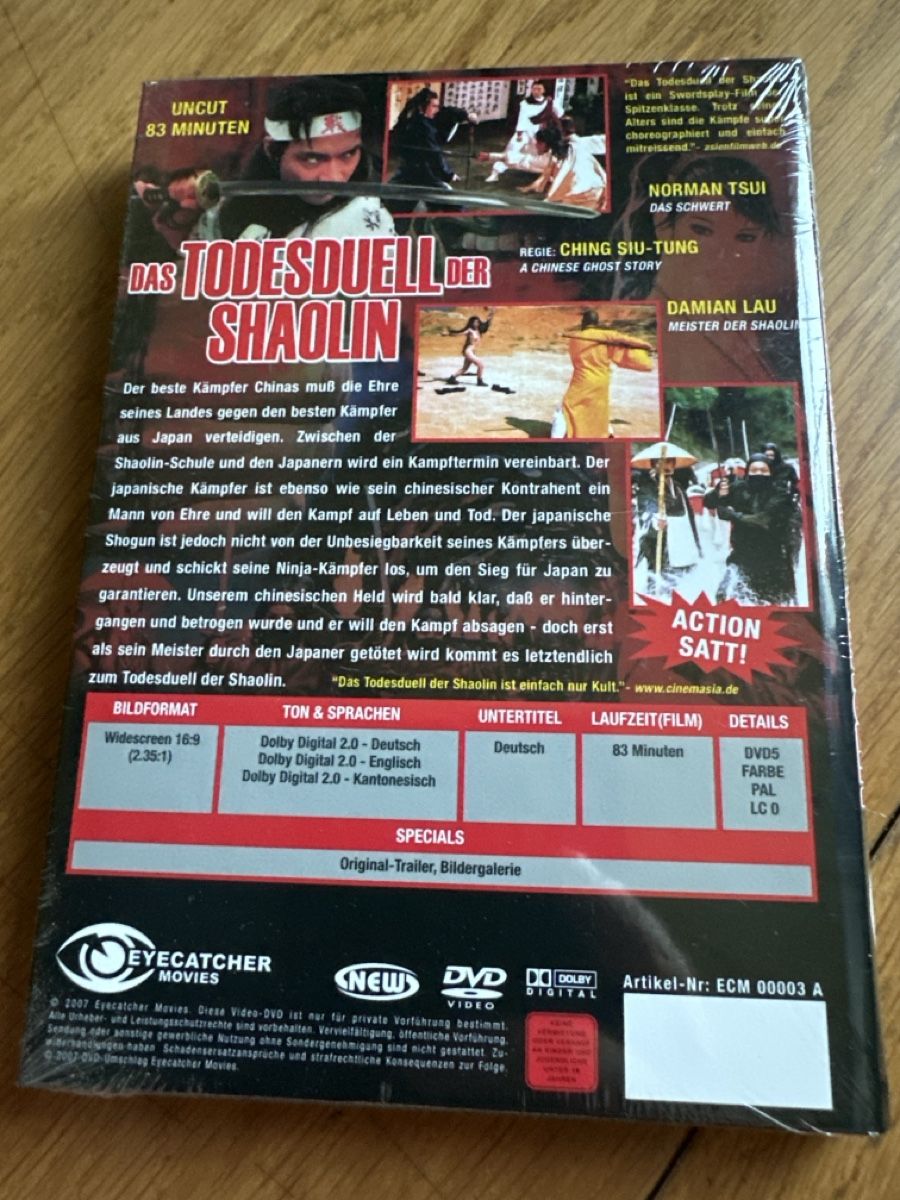 Alle DVDs: Das Todesduell der Shaolin kleine hartbox eyecatcher movie – Neu und originalverpackt aus Benken ZH von Audi-erich 1