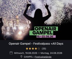 Openair Gampel 2x All Day Pass inkl. Zeltplatt & Öv-Anreise