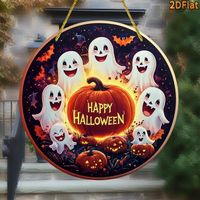 2-D DEKOSCHILD *HAPPY HALLOWEEN, GEISTLI,FLEDERMAUS* 20X20CM