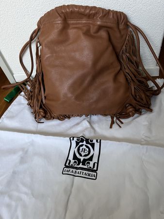 Sara Battaglia Ledertasche/ Rucksack Fransen