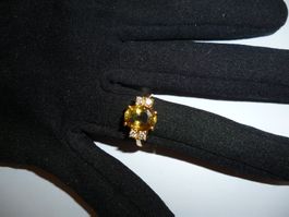 Ring Gelbgold  diamantbesetzt, Grösse 54