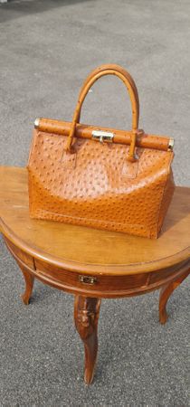 Straussenleder Handtasche, praktisch neu und unbenutzt !