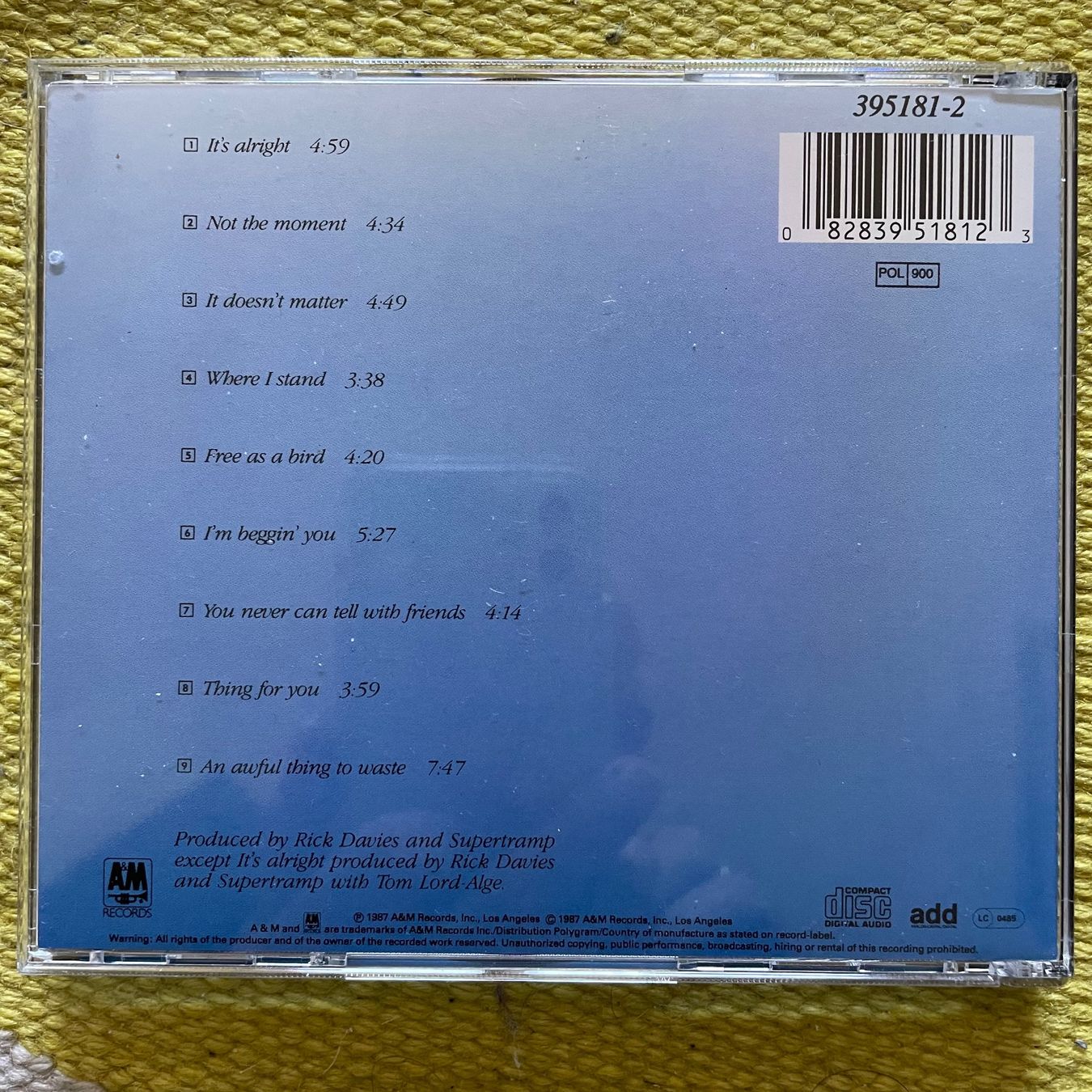 CD: SUPERTRAMP-FREE AS A BIRD – Usato da Rorschacherberg venduto da CD-Roli 1