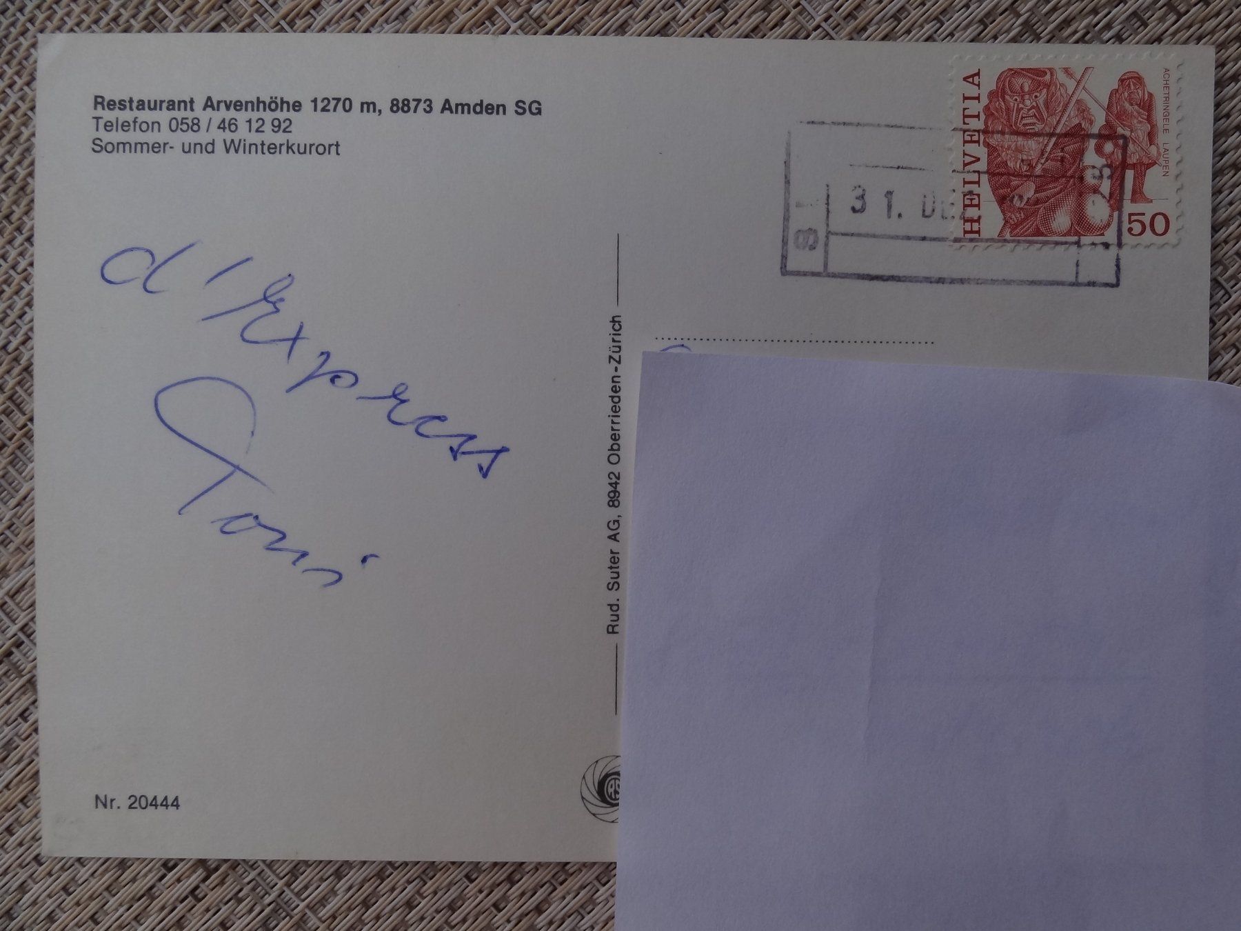 Cartoline postali: Amden - Restaurant Arvenhöhe - – Usato da St Léonard venduto da Riglin 1