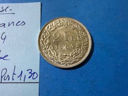 SUISSE : 2 FRANCS 1964 - SUPERBE