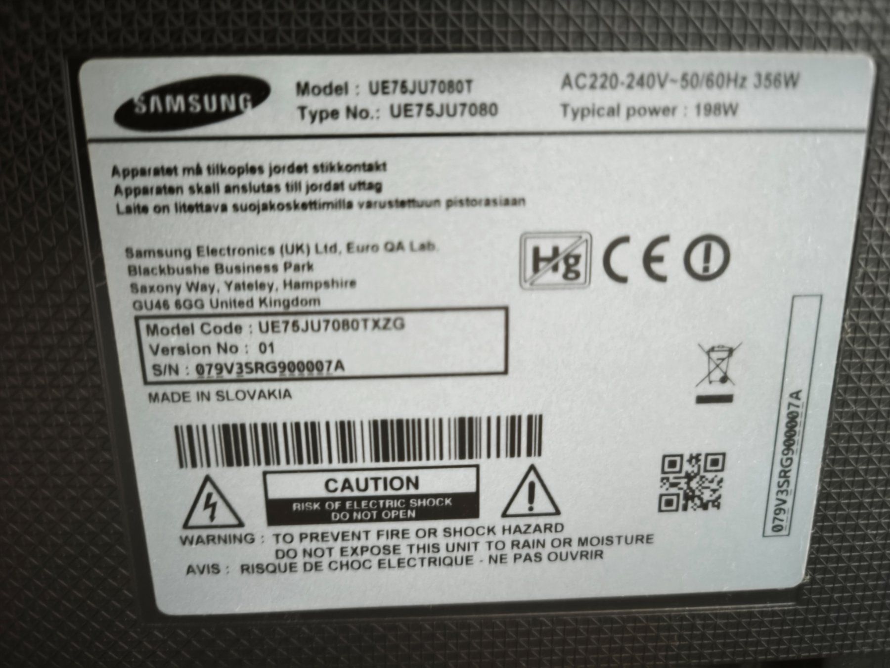Samsung Fernseher: Samsung 75ju7080 – Gebraucht aus Stein AG von zit_8sh8 6