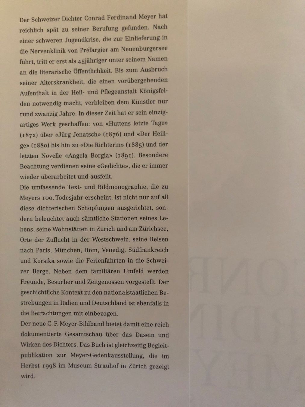 Libri: Conrad Ferdinand Meyer 1825 - 1898 – Usato da Pfäffikon ZH venduto da Wacardo 1