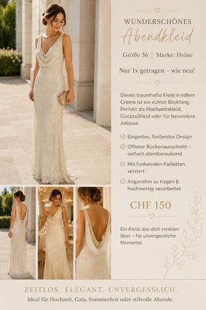 Heine Abendkleid Gr. 36, Crème, festlich, nur 1x getragen!