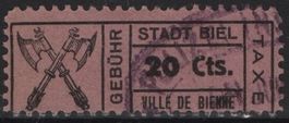 20 Cts. Fiskalmarke von BIEL / BIENNE