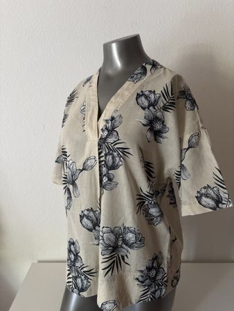 Marc O'Polo Bluse beige/dunkelblau Blumenmuster Grösse 36