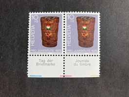 Schweiz 1975 Tag der Briefmarke 10 Rp. Tab DE+FR