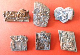 Basler Fasnachtsplaketten Silber mit N. 1959,60,61,66,67,68