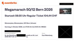 Startplatz Mega Marsch Bern 50km am 3. Oktober 2026