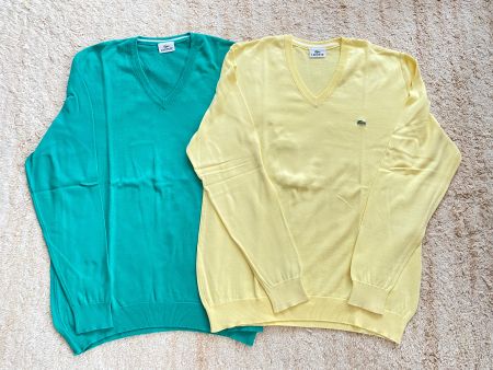 2 Stück Herrenpulli Langarm LACOSTE gelb / grün Grösse L