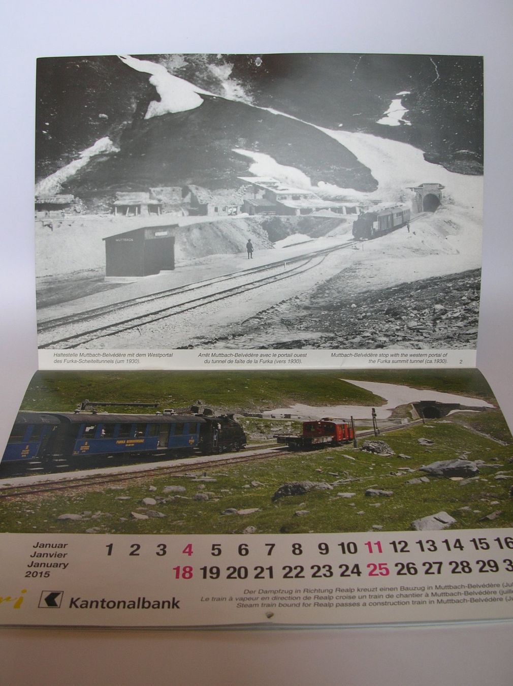 Calendari: Furka-Bergstrecke, Kalender aus 2015 – Usato da Niederglatt ZH venduto da Bourret 1