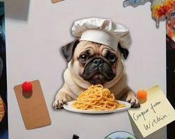 ACRYL KÜHLSCHRANKMAGNETLI *MOPS DER KOCH*