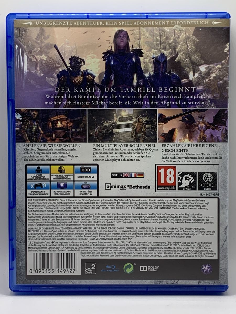 Sony Giochi: The Elder Scrolls Online - Tamriel Unlimited - PS4 – Usato da Ostermundigen venduto da RG-Collector 1