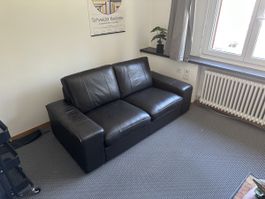 IKEA KIVIK 2er-Sofa – Leder dunkelbraun – Guter Zustand