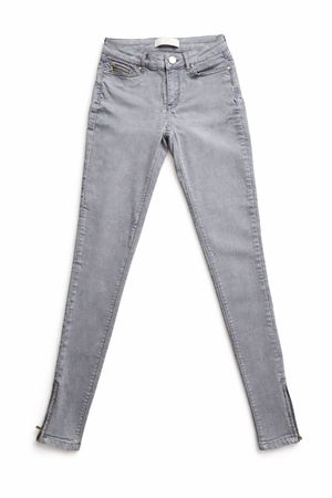 Damen Skinny Jeans Grau Reissverschluss