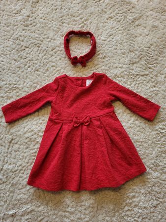 Rotes C&A Baby Kleid, Grösse 68, mit Stirnband, Top!