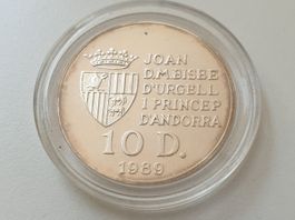 🇦🇩 10 Diners Andorra 1989 - proof. Silver 12g .925