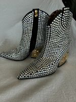 Stiefeletten mit Strass und goldenem Absatz Philipp Plein 40