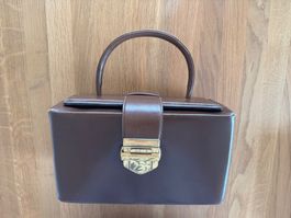 Original QANTAS Vintage Handtasche / crew bag, braunes Leder