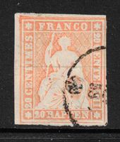 1856 Strubel Nr.25F orangegelb, dünnes Papier, Attest, Luxus