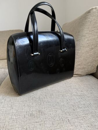 Borsa Cartier originale in pelle verniciata nera