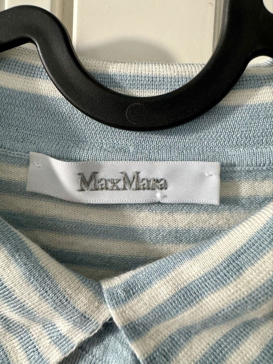 Max Mara Camicette: MaxMara Wool Shirt, Blue & White Stripe – Usato da Bülach venduto da dan_7scp 3