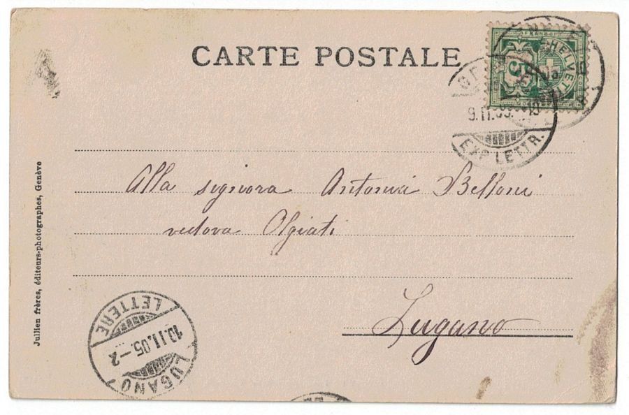 Cartoline postali: Versoix, Bise glaciale, circulée 1905 – Usato da Frauenfeld venduto da POML 1