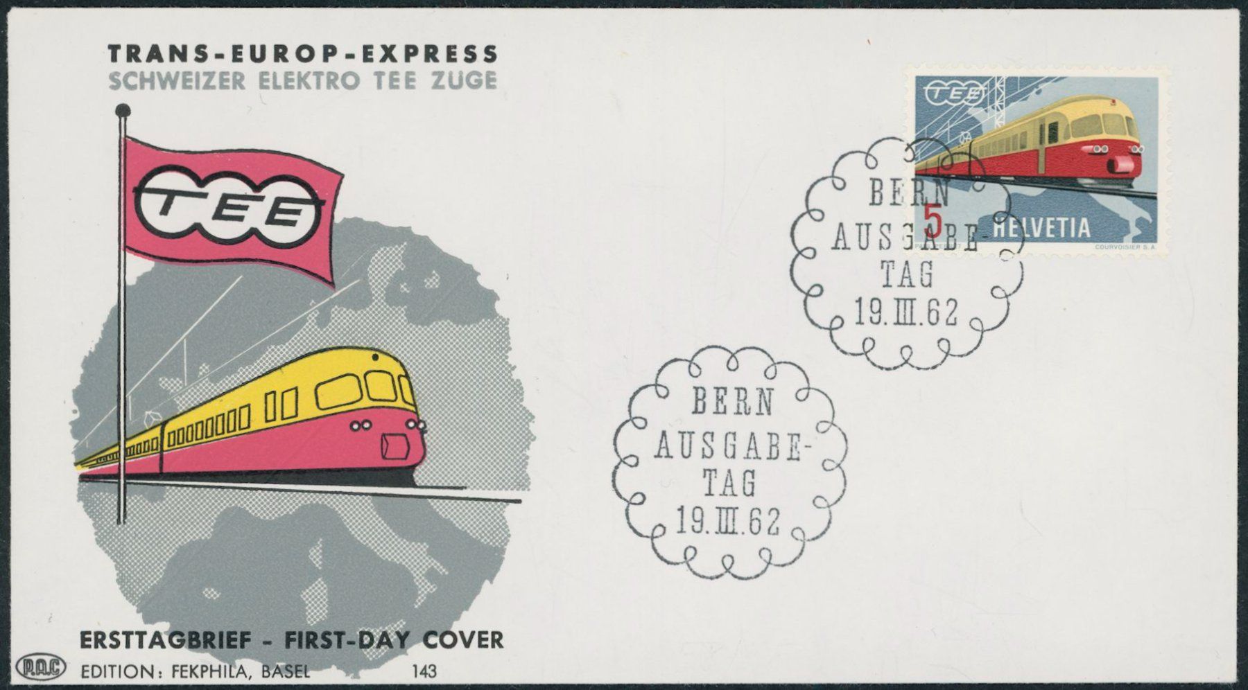Alle Briefmarken: 1962 - Trans Europa Express TEE - Bahn - FDC ET – Gebraucht aus Schindellegi von leecollect