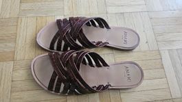 Sandales plates Anaki imitation croco marron taille 39 pa...