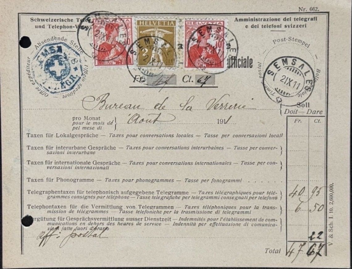 Tutti i francobolli: Altes Post Formular Bureau de La Verrerie
 – Usato da birsfelden venduto da tim0444